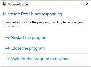 Microsoft windows the application is not responding
